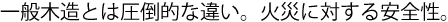 一般木造とは圧倒的な違い。火災に対する安全性